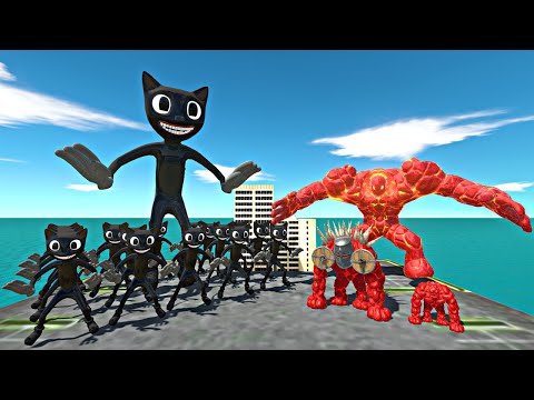 Lava Golem Evolution City Challenge | Cartoon Cat vs Lava Golem Team -Animal Revolt Battle Simulator