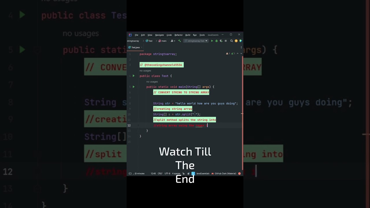 Convert String to String Array | Java Tutorial | #shortsvideo #shortsfeed #programming
