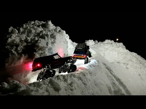 Traxxas Tracked Bronco's; Saturday Night Snow Venture