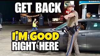 Trooper Visibly Shaken After being Surrounded by Cop Watchers