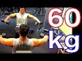 バックプレス&ミリタリープレス60kgのスーパーセットとダンベルジャイアンセット