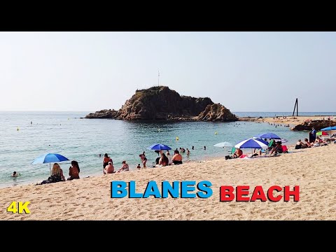 Blanes in Summer - Blanes Beach Walking Tour - August 2023 Spain 4K