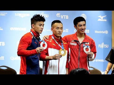 Xiao Ruoteng (CHN), Lin Chaopan (CHN) & Kenzo Shirai (JPN) - Press Conference - 2017 Worlds AA Final