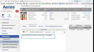 Aeries: Pre-Intervention Referral (blur)