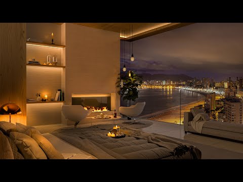 Smooth Jazz Nights by the Coast 🎵  Luxurious Bedroom Ambience for Relaxation and Focus