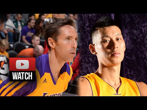 Steve Nash & Jeremy Lin Lakers Debut Highlights vs Nuggets (2014.10.06) - 12 Pts, 15 Ast Total!