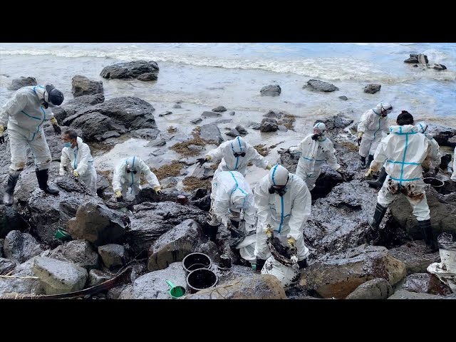 WATCH: What cleanup looks like in the area hardest hit by the oil spill in Oriental Mindoro