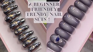 EASY trendy press on nails tutorial! Full customer order start to finish! 💞 aura nails tutorial