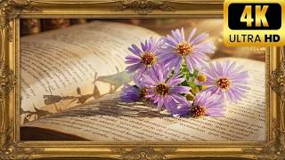 Vintage Book Meets Watercolor Art | Purple Daisy Aesthetic | 4K