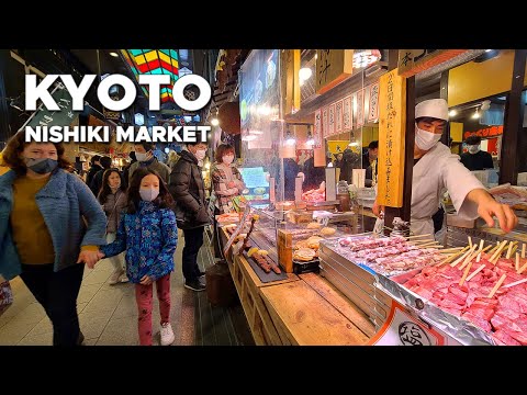 Japanese Street Food Tour, Kyoto Nishiki Market and Teramachi Shopping Street - 4K Walking Tour