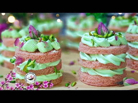 Rose Pistachio Mini Cakes I Eggless Mini Cakes | Rose Pista Cake | Moist & Soft Rose Pistachio Cake