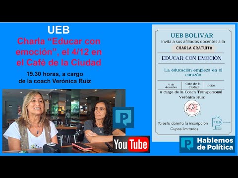 La Unión Educadores Bolívar organiza charla gratuita "Educar con emoción" en el Café de la Ciudad.