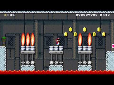 火柱動くバーナーキャッスル(100coins) by メルス - SUPER MARIO MAKER - No Commentary 1AJ