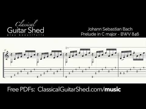 [Free Guitar PDF] J.S. Bach - Prelude in C Major (notation & TABs)