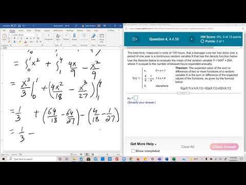 Probability and Statistics Lesson 42:  Mean of Linear combination of powers of a continuous variable