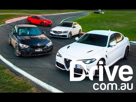 Alfa Romeo Giulia QV v BMW M3  v HSV GTS v Mercedes-AMG C63 S | Drive.com.au