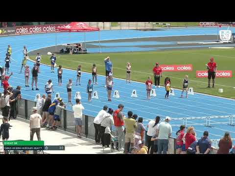 U9 Girls 60m Hurdles Heat 7: 2022-23 State Combined Events Championships - Saturday