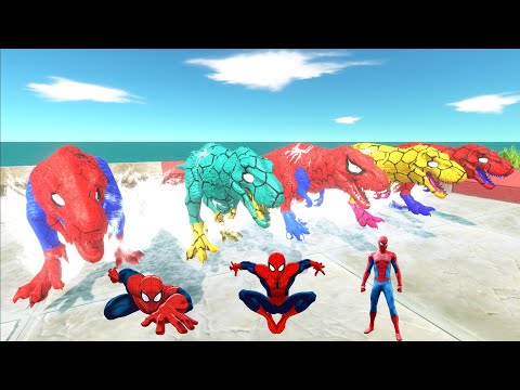 Spiderman Tyrannosaurus Rex Team Superhero Marvel hunting found Jurassic world evolution 5T-REX Race