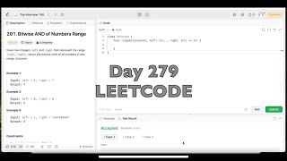 YouTube video 'Day 279: LeetCode Problem 201. Bitwise AND of Numbers Range - Swift'
