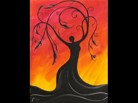 Whimsical Tree Goddess Step by Step Acrylic Painting on Canvas for Beginners