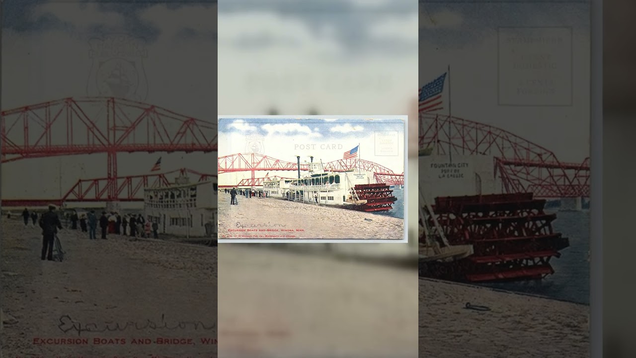 V.O. Hammon Pub. Co., Divided Back, Excursion Boats, Winona, MN, 1907-1915 Video