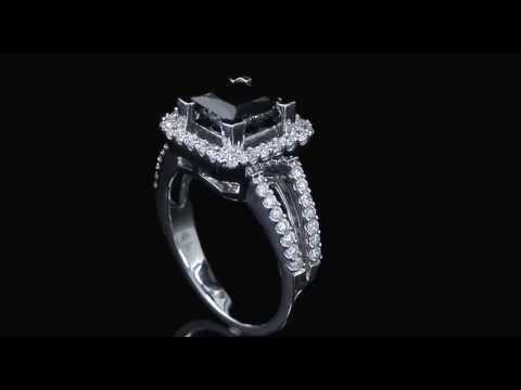 2.70  CT T.W. BLACK PRINCESS CUT DIAMOND RING 14K WHITE GOLD