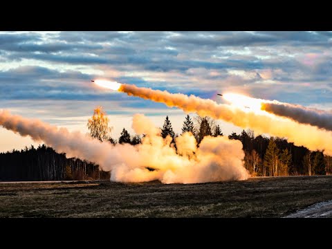 British Artillery in Action . M270 Rocket Launcher Live-fire | Exercise Defender Europe 2021