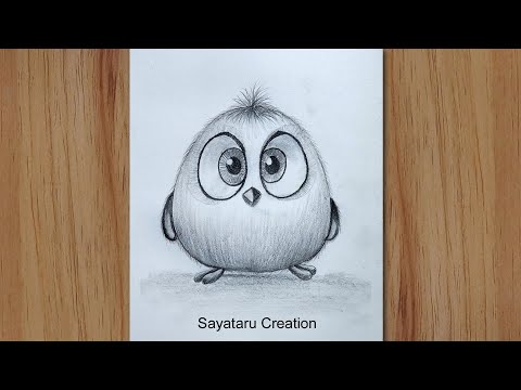 How to draw a cute baby bird with pencil step by step  -  Pencil Drawing for beginners