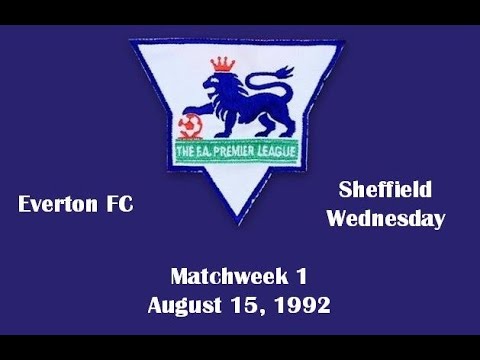 FA Premier League. Season 1992-93. Matchweek 1. Everton FC - Sheffield Wednesday - 1:1. Highlights.