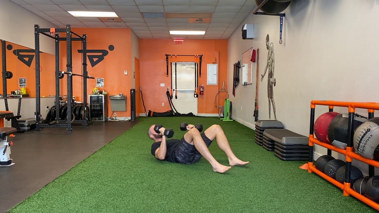 Sit-up With Dumbbell Press - YouTube