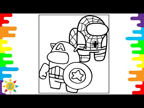 Among Us Spider-man  Coloring Page | Among Us Captain America Coloring Page | Disfigure - Blank