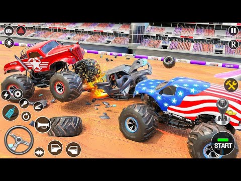 US Military Monster Trucks Crash Racing Demolition Derby Simulator - Android Gameplay.