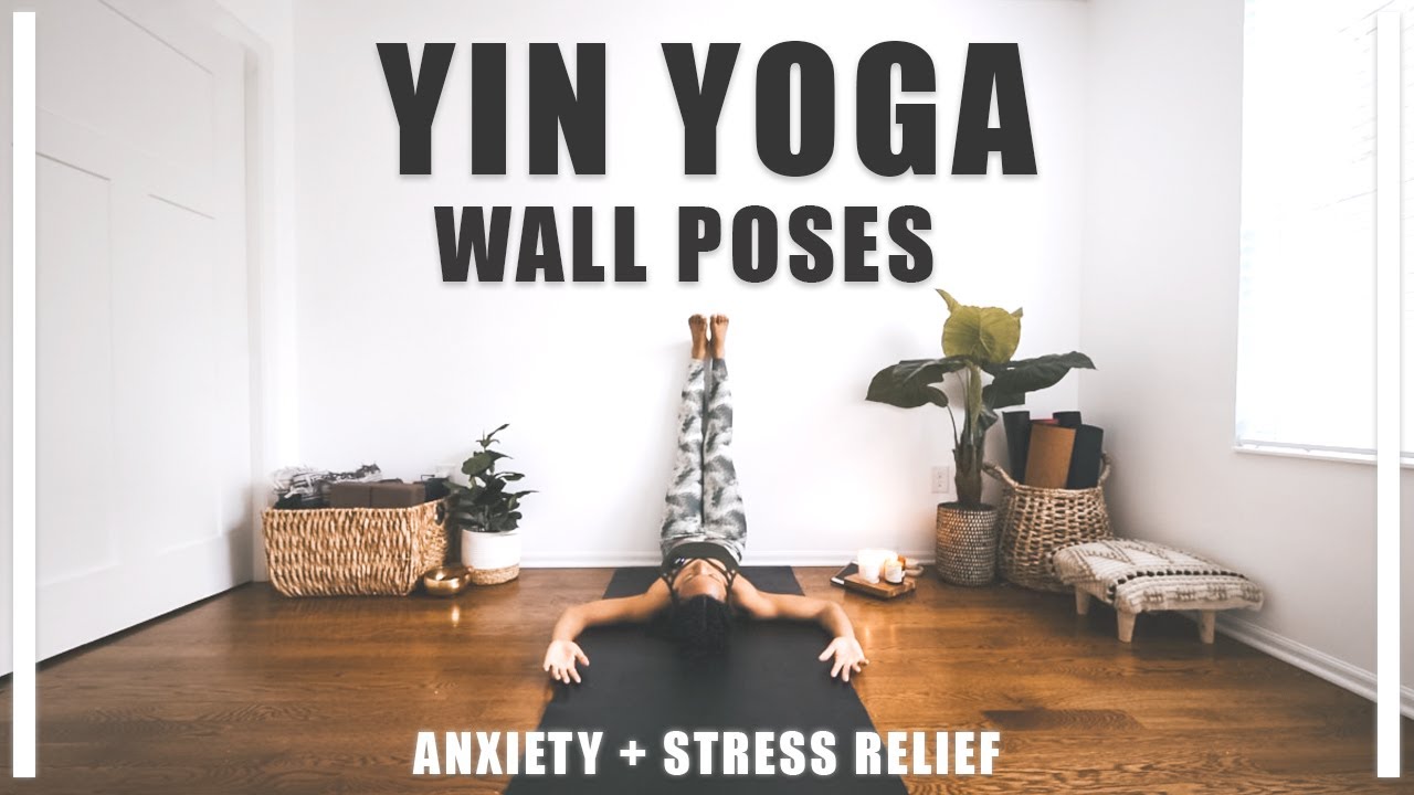15 MIN | YIN YOGA for ANXIETY  + STRESS relief using only the WALL | BEGINNER FRIENDLY! thumnail