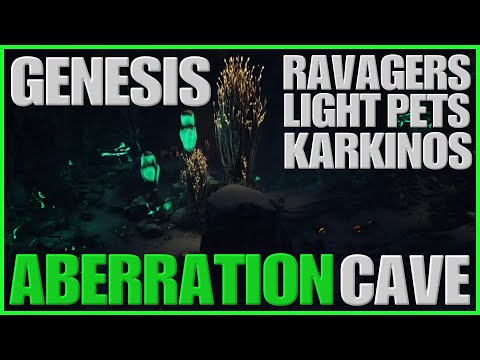 ARK GENESIS - ABERRATION CAVE ! Ravagers, karkinos, light pets, rollrats + easy SHARDS