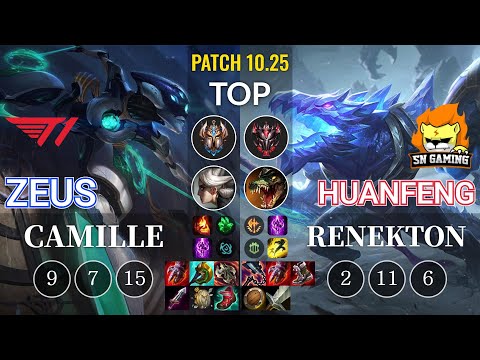 T1 Zeus Camille vs SN huanfeng Renekton Top - KR Patch 10.25
