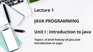 Java Programming - Unit I - Introduction to java (Part 1) : A brief history and introduction to oops