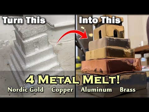 Lost Foam Casting The MAYAN Pyramid | 4 Different Metals - Nordic Gold, Copper, Brass, & Aluminum