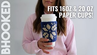 How to Crochet a Snowflake Coffee Cup Cozies (Fits 16 oz and 20 oz Paper Cups)
