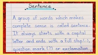 What is Sentence || Definition of Sentence in English || Types of sentences with example || Sentence