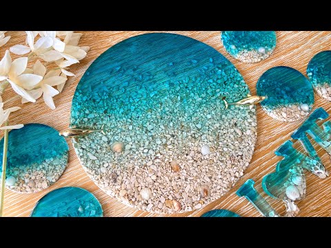 Beautiful Lacing in This Resin Ocean Serving Board