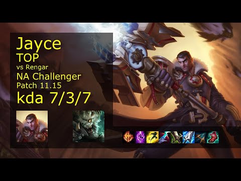Jayce Top vs Rengar - NA Challenger 7/3/7 Patch 11.15 Gameplay