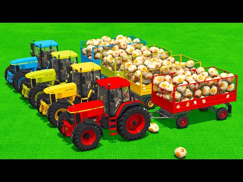 LOAD AND TRANSPORT DINOSAUR EGGS WITH JOHN DEERE TRACTORS & DEUTZ LOADERS - Farming Simulator 25
