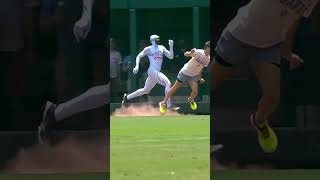 This guy tripped at the finish line when he was about to beat The Freeze ????