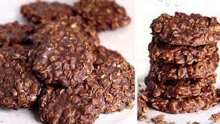 3- Ingredients Chocolate Oatmeal Cookies recipe / no sugar no butter cookies