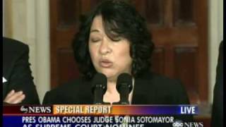 Sonia Sotomayor's Supreme Court Nomination Speech