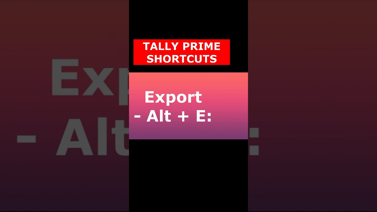 TALLY PRIME SHORTCUTS 8 #shorts