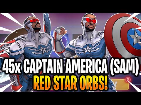 EPIC 45x CAPTAIN AMERICA (SAM) RED STAR ORB OPENING! - MARVEL Strike Force - MSF