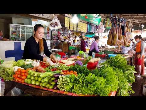 Everyday Fresh Foods For Sales In Phnom Penh Market - A Walk Around PC Market Food