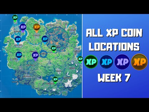 All 10 XP Coins Locations in Fortnite Season 4 Chapter 2 Week 7! (Green, Blue, Purple, and Gold)