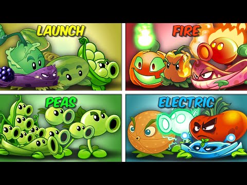 PEAS vs FIRE vs LAUNCH vs ELECTRIC Teams - Who Will Win? - PvZ 2 Battlez Team vs Team